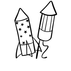 4th of July, Independence Day, Fourth of July, poster with USA flag doodle.