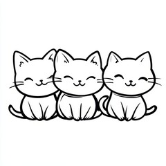 A drawing of cats sitting together
