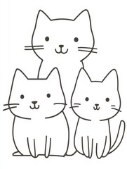 Obraz premium A drawing of cats sitting together