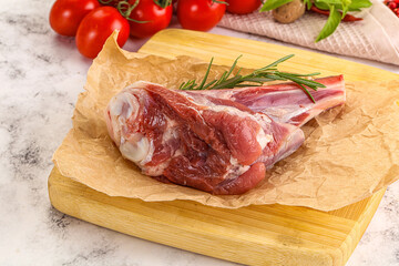 Raw lamb shank for cooking