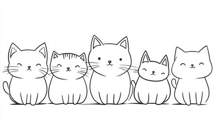 Obraz premium A drawing of cats sitting together