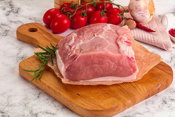Raw pork meat piece for cooking