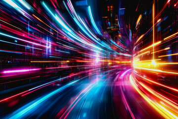 Fototapeta premium Explore a vivid abstract digital artwork featuring geometric blocks and vibrant colors. The dynamic composition radiates energy and modern aesthetics, perfect for creative projects.