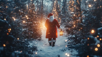 Fototapeta premium Santa Claus in a Winter Wonderland Forest