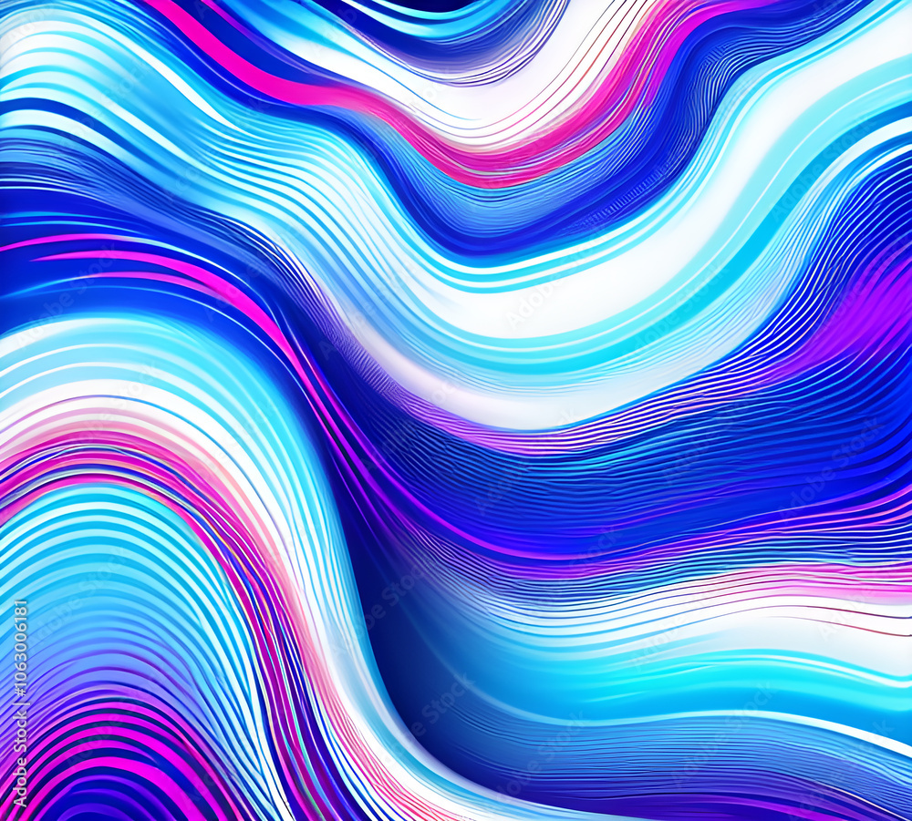 Fototapete Blue and colorful wavy dynamic motion graphics. light motion shape curve. wavy banner template. background texture, neat cracks, 8k quality. generative ai	