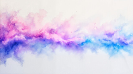 Abstract watercolor background with flowing pink and blue cloud formations