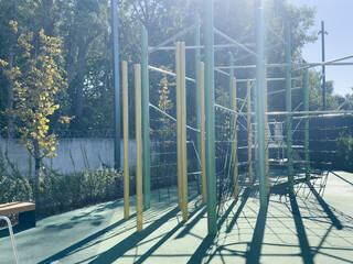 Swing in the park on a clear autumn day