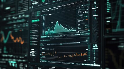 Obraz premium Digital screen with financial chart and graphs, symbolizing investments and stocks.
