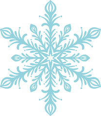 Elegant snowflake illustration, hand drawn snow clip art design, flat holiday decorative element, isolated