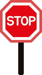 Red octagonal stop sign on the road signaling caution and safety