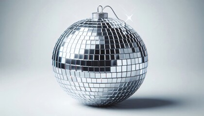 Fototapeta premium Silver Disco Ball Ornament Holiday Decoration