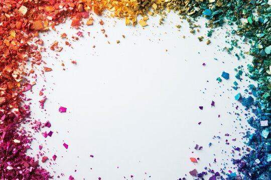 Colorful paint splashes on white background