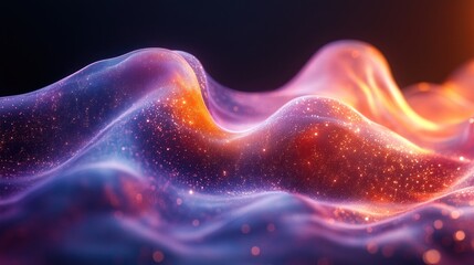 Obraz premium Abstract waves of light and color with sparkling effects.