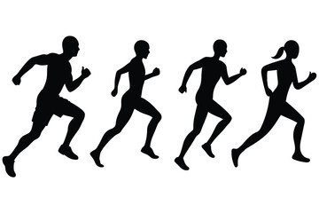 Running People Silhouettes Vector &ndash; Sport and Fitness