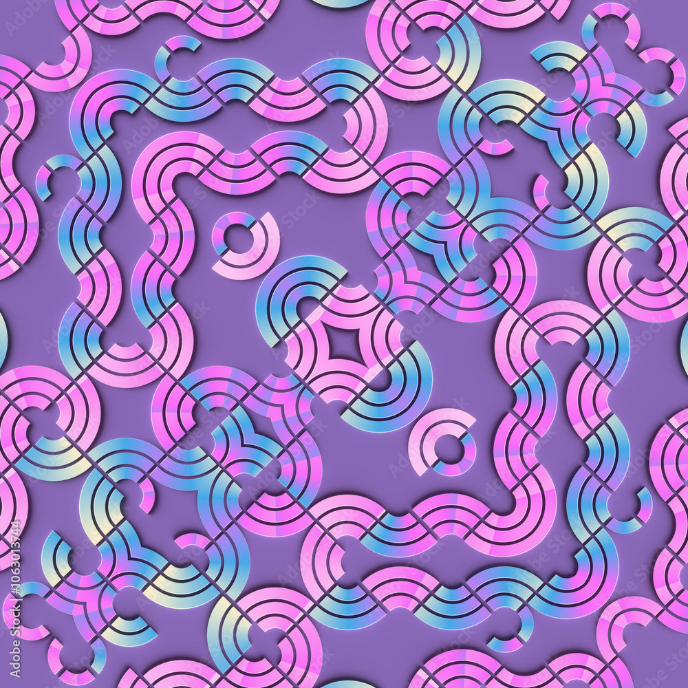 Leinwandbilder bright abstract digital illustration consisting of intertwined shapes and lines resembling stylized 