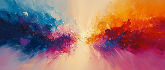 A vibrant abstract painting with swirling colors, evoking emotion and energy.