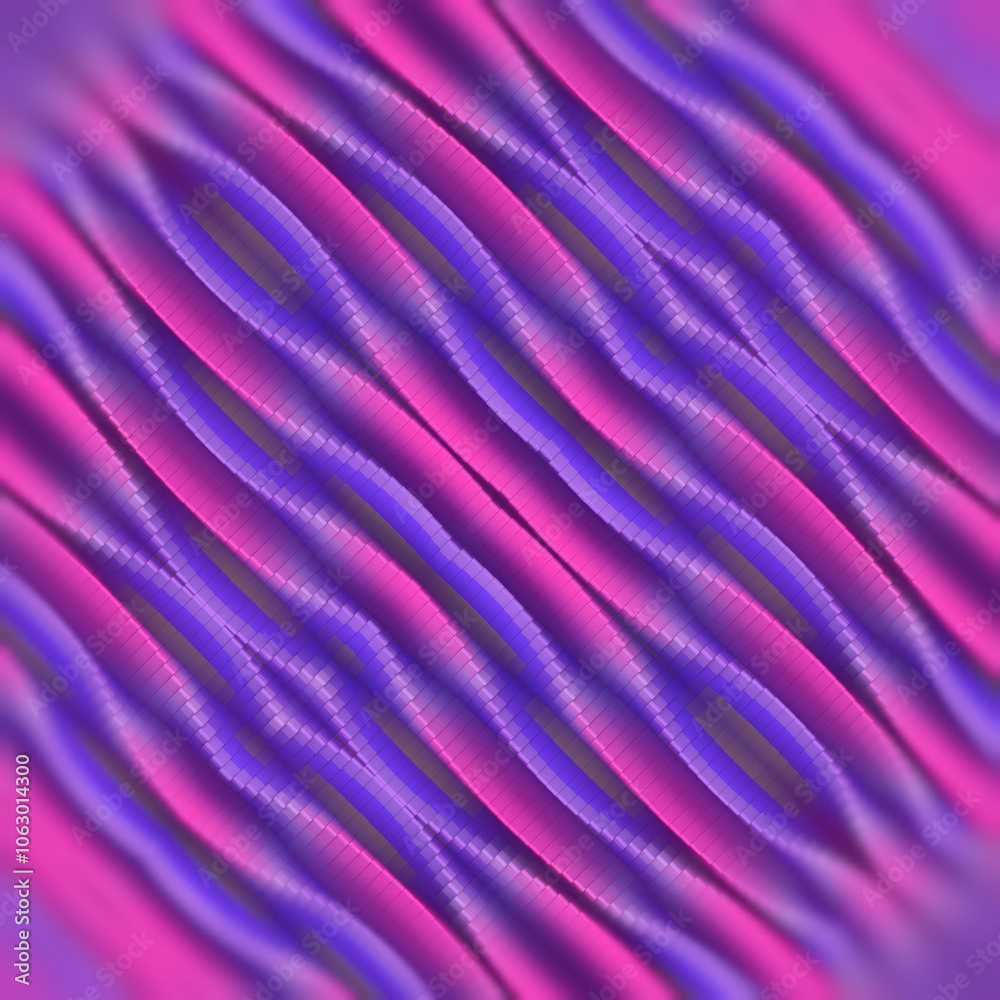 Fototapete Colorful symmetrical background with small rectangular blocks forming a wave pattern. 3d rendering digital illustration