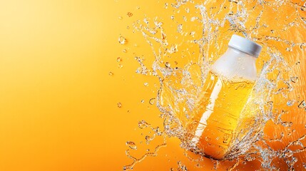 Refreshing Sports Drink Splashing Against Bright Background