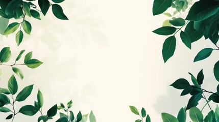 Fresh Green Leaves on Light Background