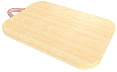 Wooden cutting board 3D isolated on  transparent  background. 