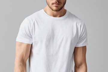 Obraz premium Man's torso in a plain white t-shirt