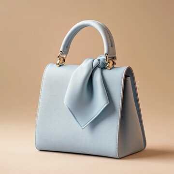Elegant Light Blue Handbag with Bow