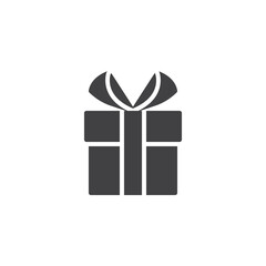 Gift box with bow ribbon vector icon