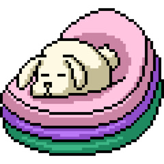 pixel art of rabbit on pillow chair