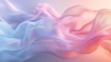 Obraz premium Soft pastel colored flowing fabric waves on a gentle gradient background.