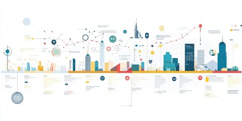Obraz premium A visual timeline of business milestones, perfect for presenting your company's journey on a modern, abstract background.
