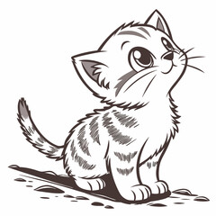 Mysterious world of children's art: a kitten created with love and the charm of a charcoal pencil.
