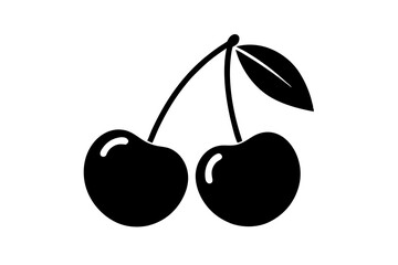 Cherry icon, Cherry icon set. Cherry sign. cherries symbol vector, cherry line icon, vector fruit illustration, fresh healthy sweet cherries symbol, Simple Isolated cherries Icon on white.