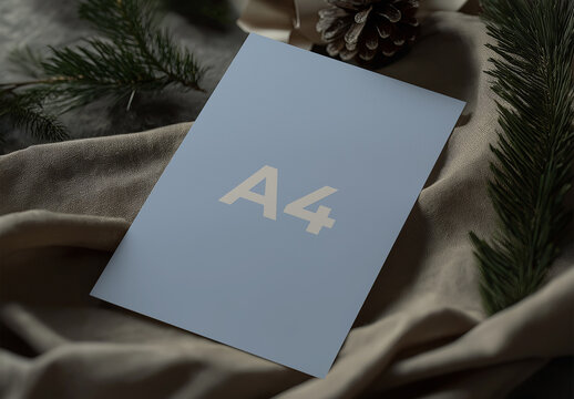 A4 Mockup With Angle Position and Festive Background, Generative ai