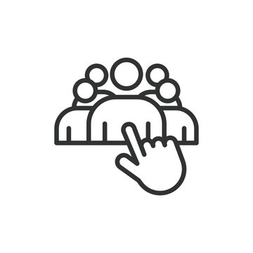Selection of one candidate, icon in line design. Selection, candidate, choice, election, decision, voting, one on white background vector. Selection of one candidate editable stroke icon