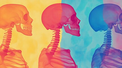 Geometric Bone Patterns in Vibrant Color Schemes