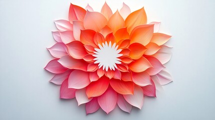Fototapeta premium Paper Flower Craft Pink and Orange Paper Flower Decorative Paper Flower Art