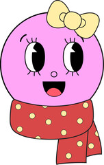 Cute Face Retro Christmas Emoji.