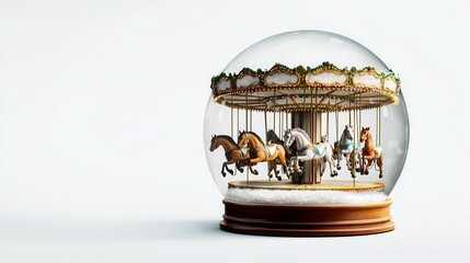 Christmas Snow Globe with Carousel Horses