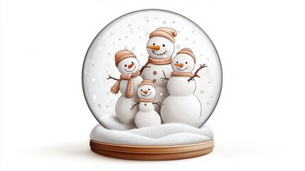 Cute Snowman Family In Snow Globe Christmas Ornament Winter Holiday Decoration