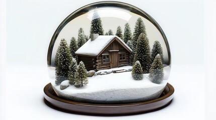 Winter Wonderland Snow Globe with Cabin and Trees