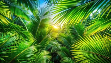 Lush Tropical Greenery: Vibrant Palm Leaves for Fresh Nature Backgrounds and Designs