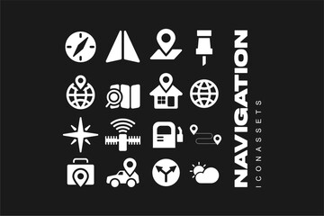 Navigation Icons Pack Assets Flat Vector	
