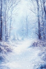 Fototapeta premium Enchanting winter wonderland with a snow covered forest landscape and serene atmosphere