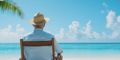 Fototapeta premium Relaxation by the beach under the sun, enjoying tranquility and beautiful scenery.