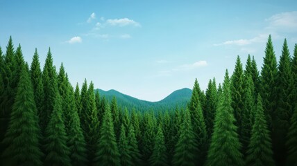 Fototapeta premium Mesmerizing forest scene under a vast open sky, embracing the tranquility of stillness and nature's beauty.