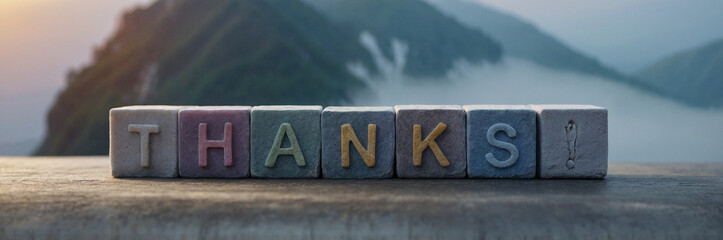 Thanks Message with Stone Blocks in Nature Setting