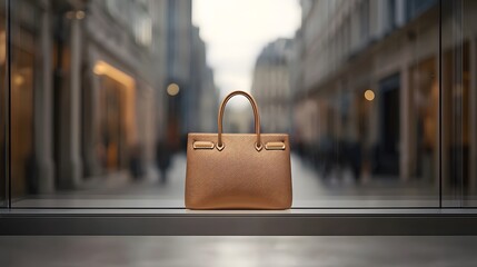 Elegant Handbag Showcase in Boutique Window