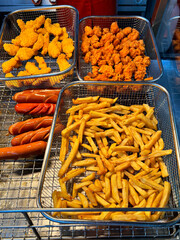 Fast food Restaurant Kitchen. Fast food tray, fried food