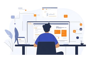 Developer Debugging a New Digital Product Feature on Laptop  Focusing on User Flow and Code