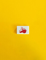 Text on Block Letter Tileson Yellow Background. Minimal Aesthetic.